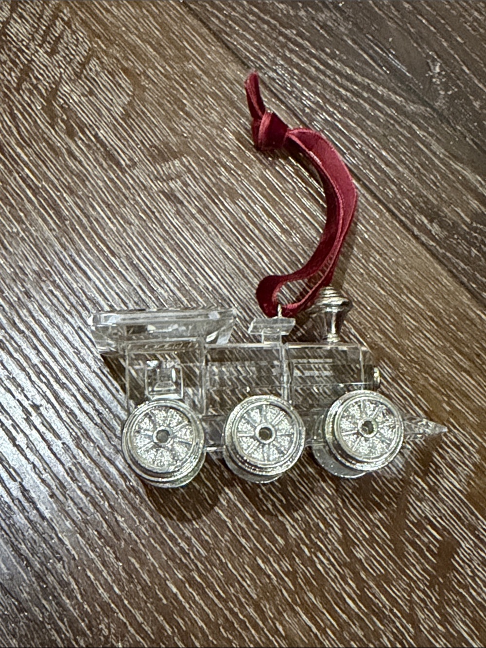 Crystal Train Ornament with Red Ribbon - Home Accents